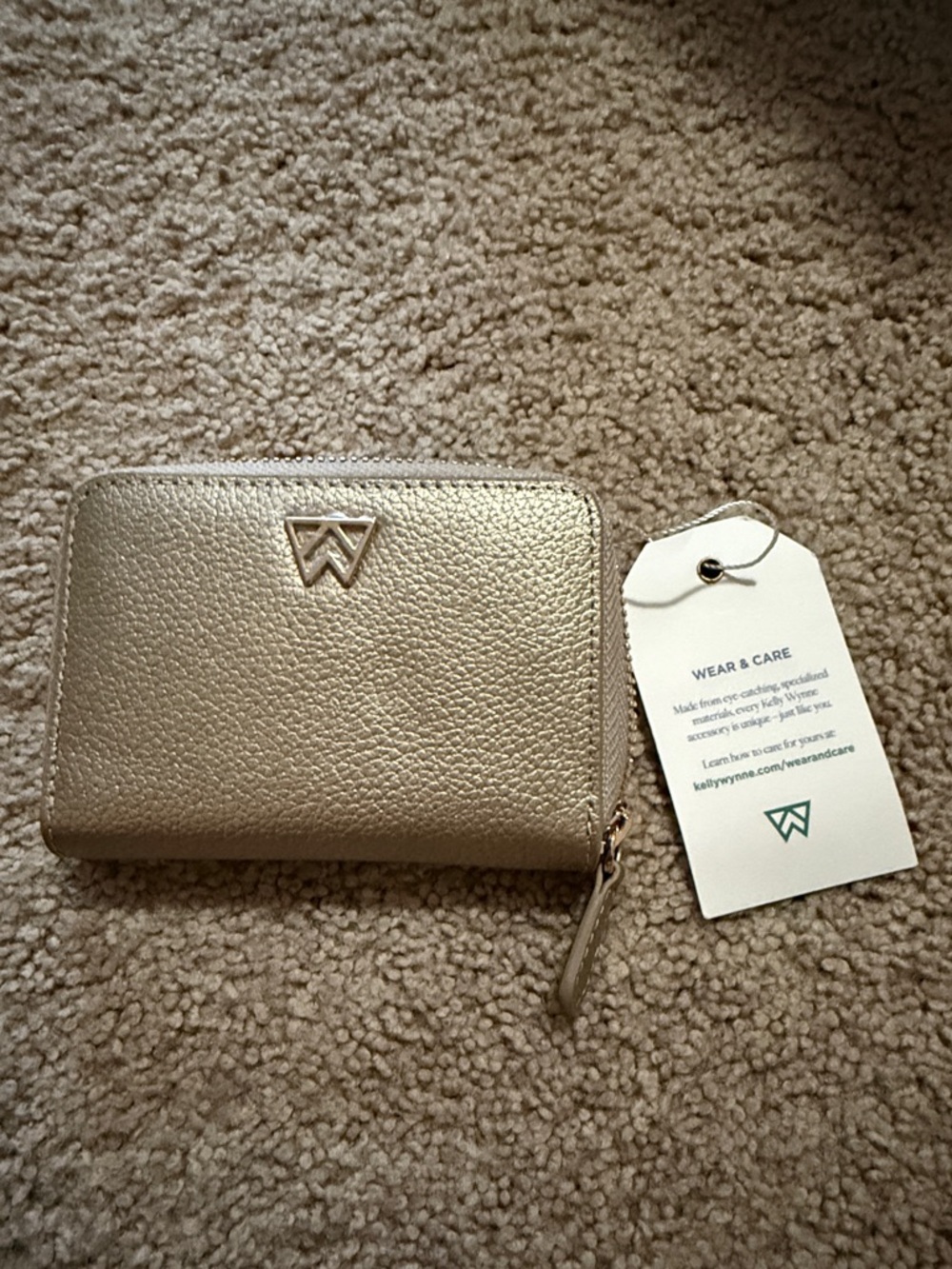 Metallic Gold Wallet by Kelly Wynne Compact Zip Card Holder